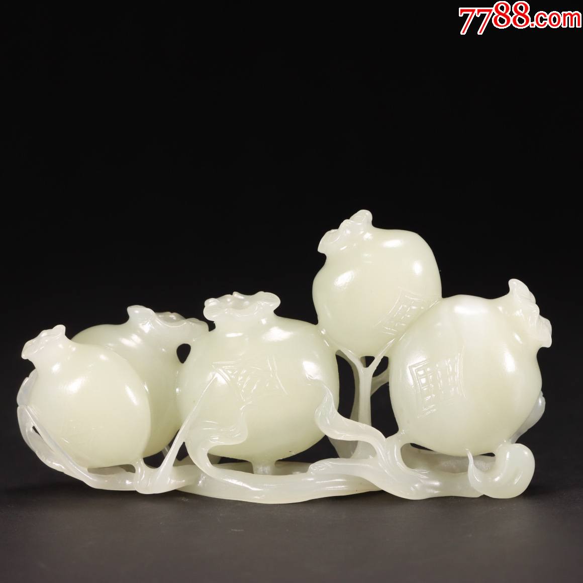 旧藏和田玉子孙满堂石榴摆件a84s76f