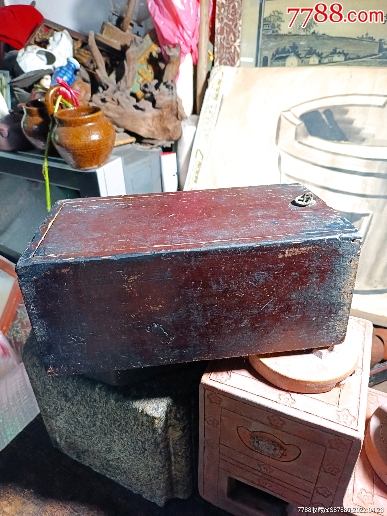 清代杉木漆珠宝首饰盒