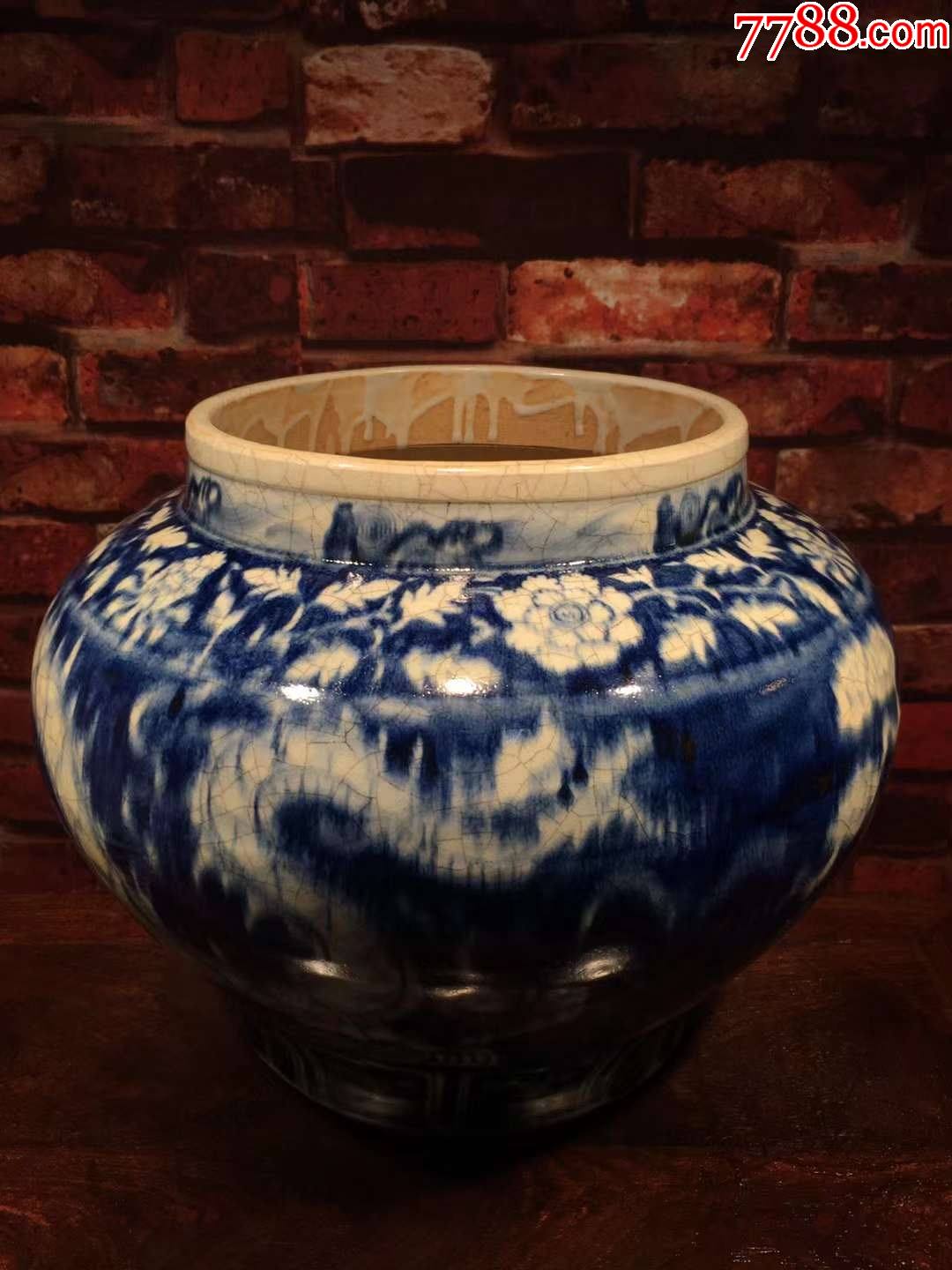 青花釉瓷器大盘龙花卉文房大罐