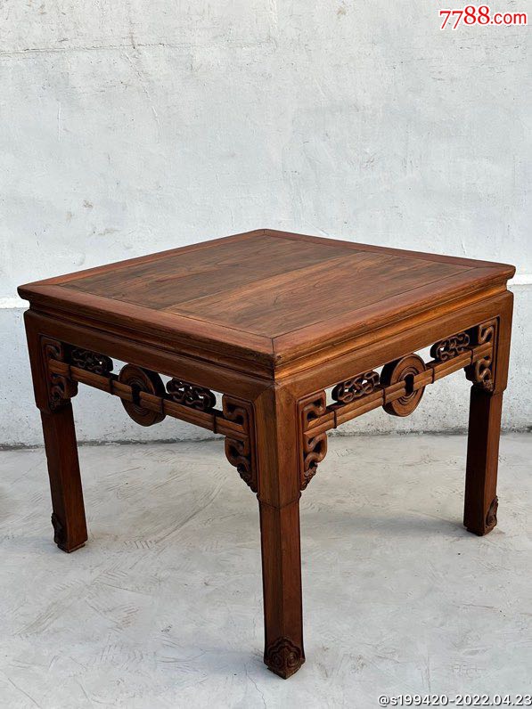 民国榉木供壁八仙桌双拼桌面高束腰大供壁做工精致三弯腿灵芝脚做工