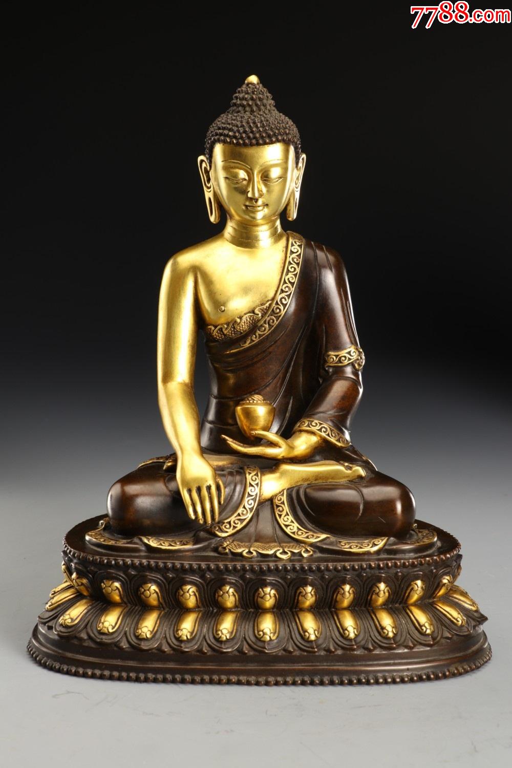 旧藏铜鎏金释迦牟尼坐像