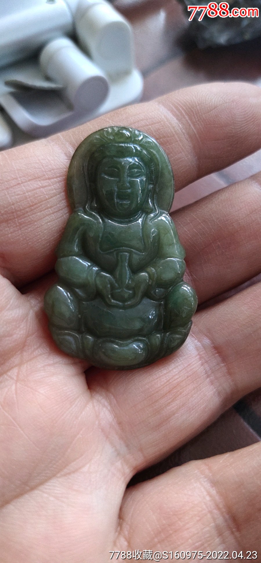 5品99漂亮清代翡翠浮雕人物书法子冈牌,有一条栁如图,余完整,39.4*7