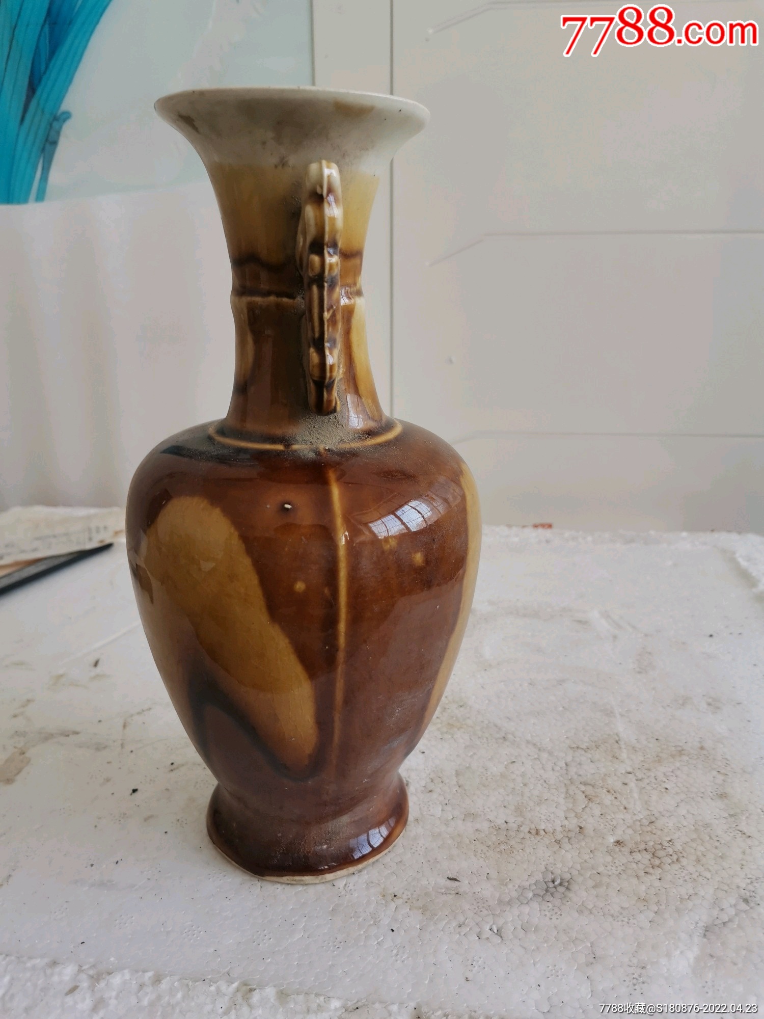 民国窑变玻璃釉花瓶一个_花釉/窑变瓷_鉴别图片_收藏价格_7788陶器