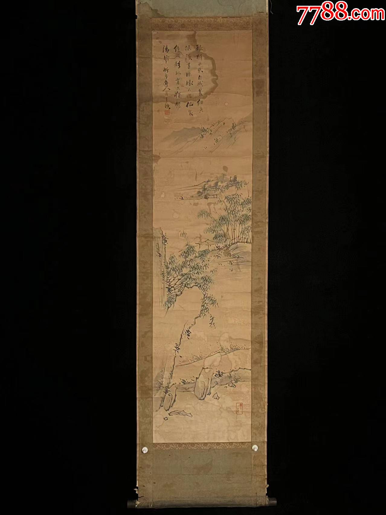 日本回流老字画纸本竹屋逸人清代山水5065中古老书画书房_山水国画原作_山东文玩【7788收藏__收藏热线】