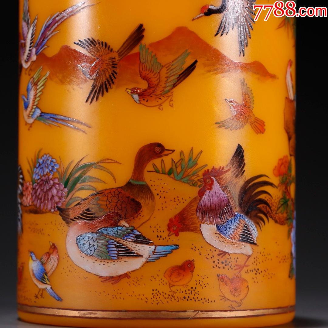 回流·料器百鸟朝凤笔筒._其他琉璃工艺_第2张_7788小人书