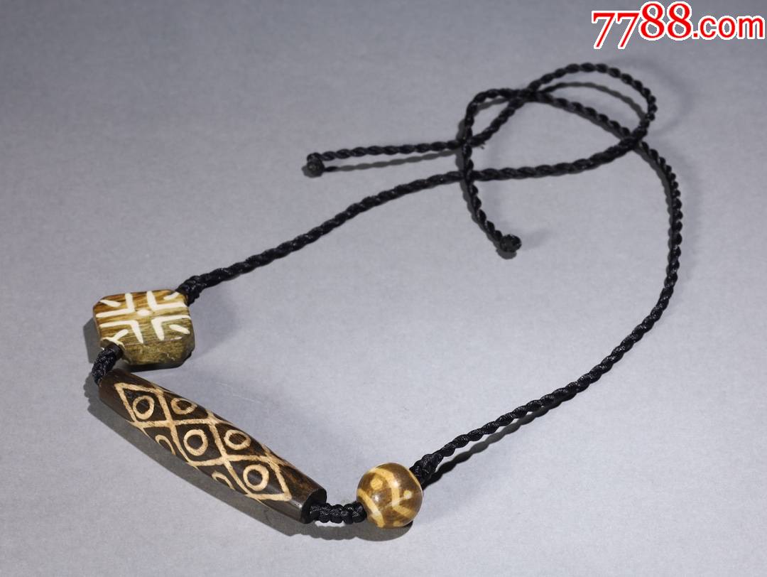 木化石天珠项链