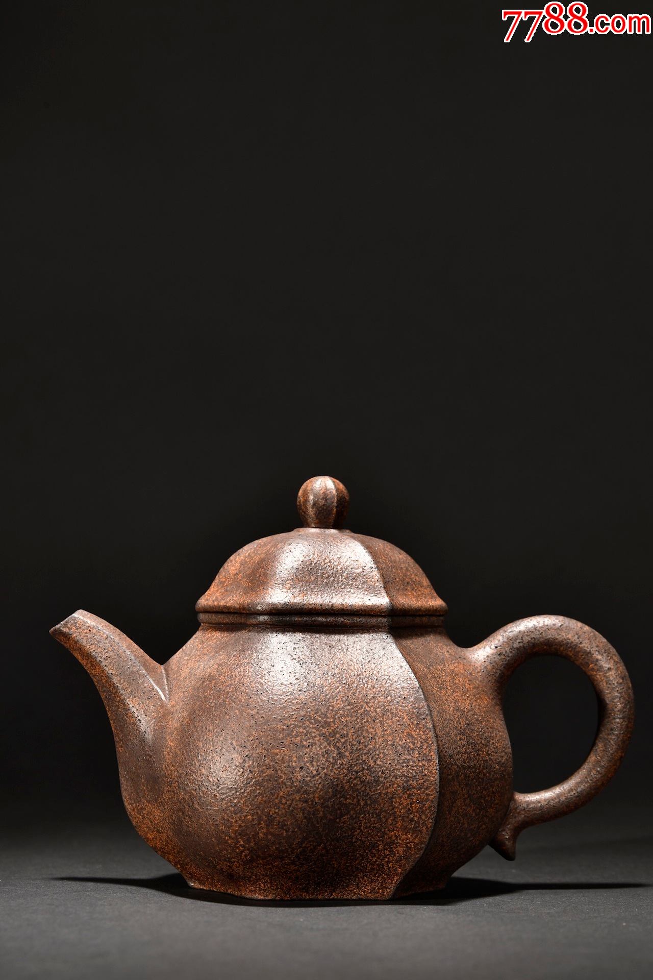 紫砂铁砂柴烧瓜形茶壶