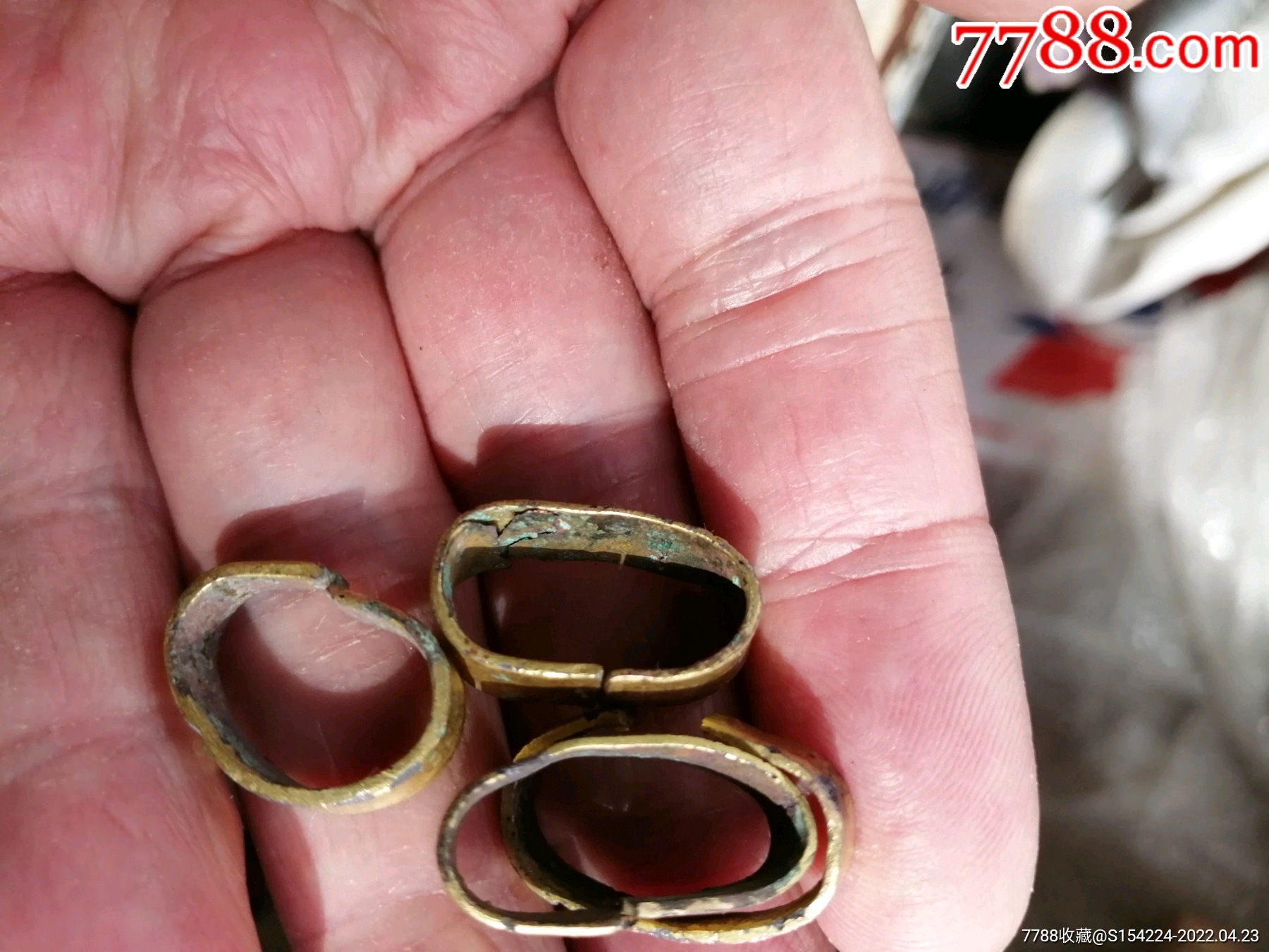辽金青铜满鎏金环子五个