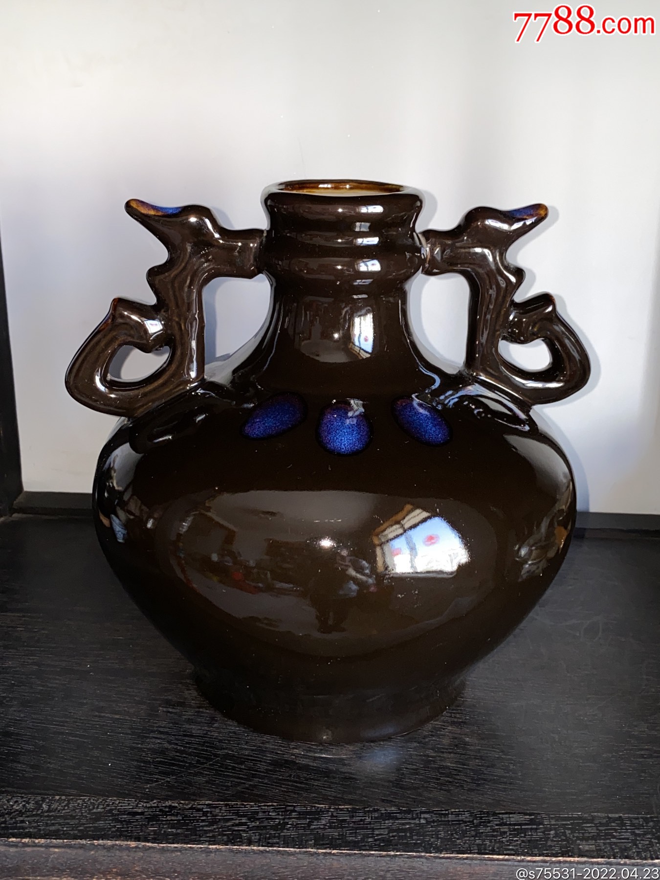 蓝钧彩双夔耳瓶-价格:128元-se86696856-黑瓷/天目瓷-零售-7788葫芦画