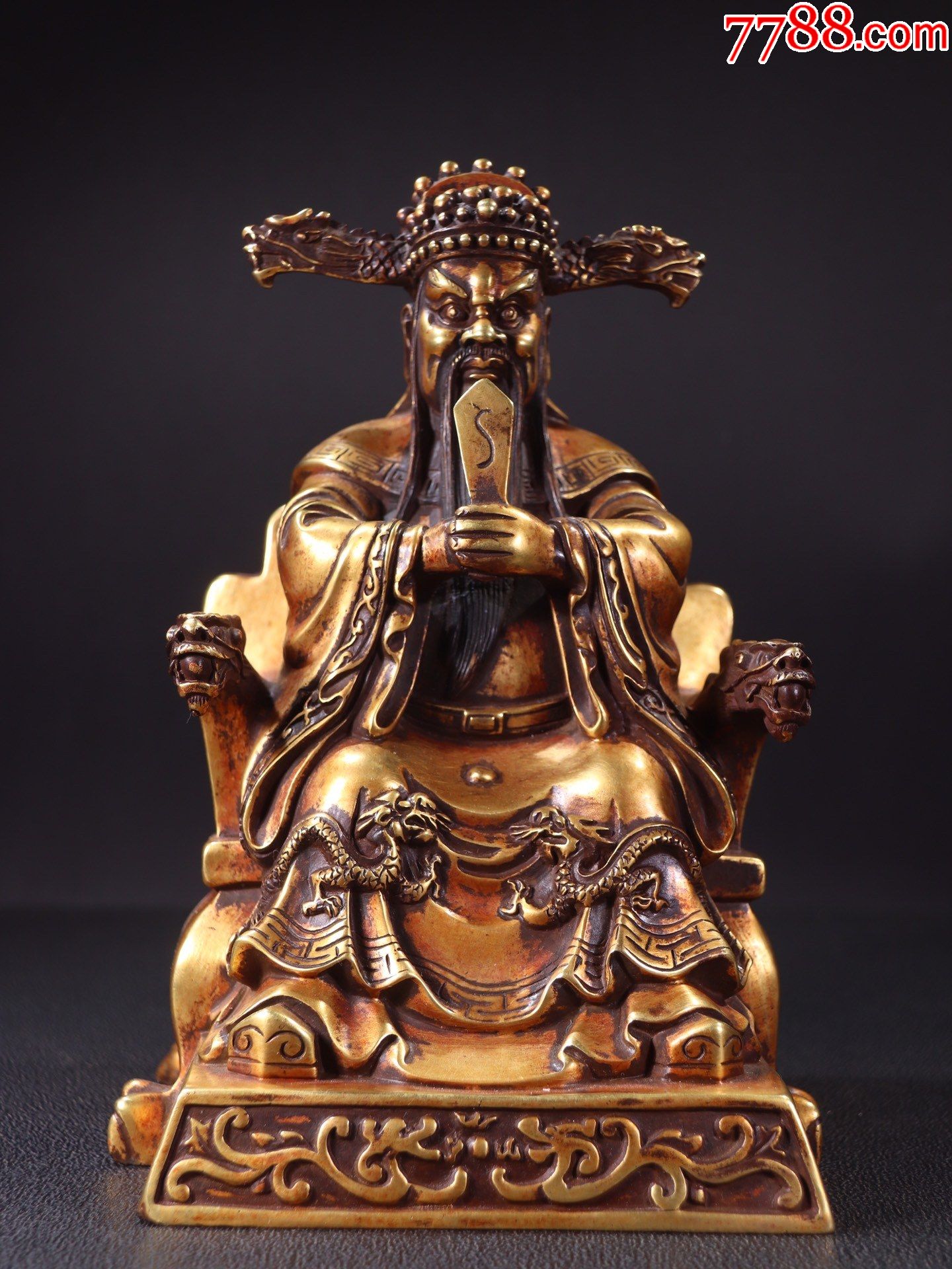 旧藏铜鎏金黄财神造像a21s68f
