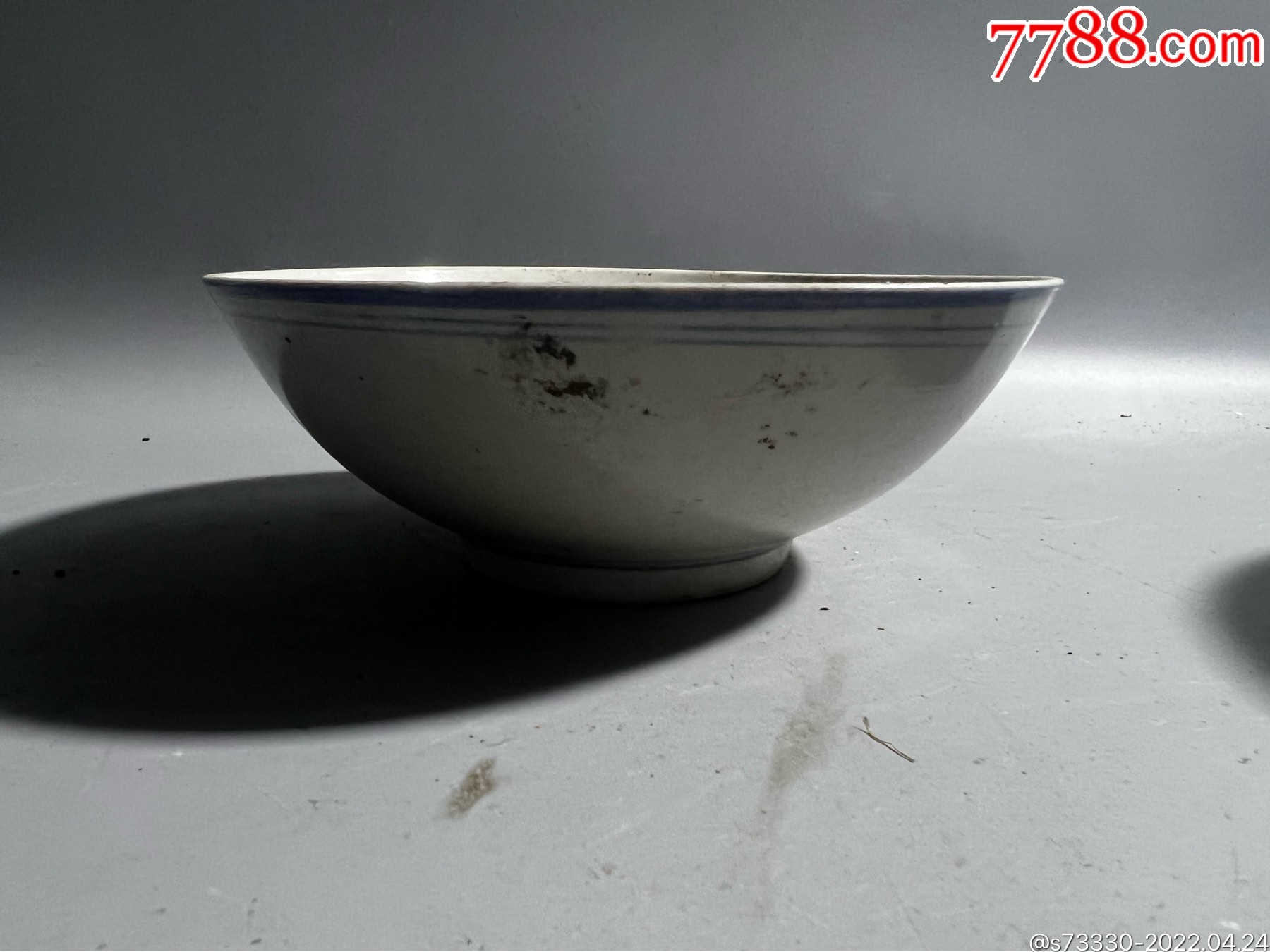 70年代左右文革蓝边碗一只3