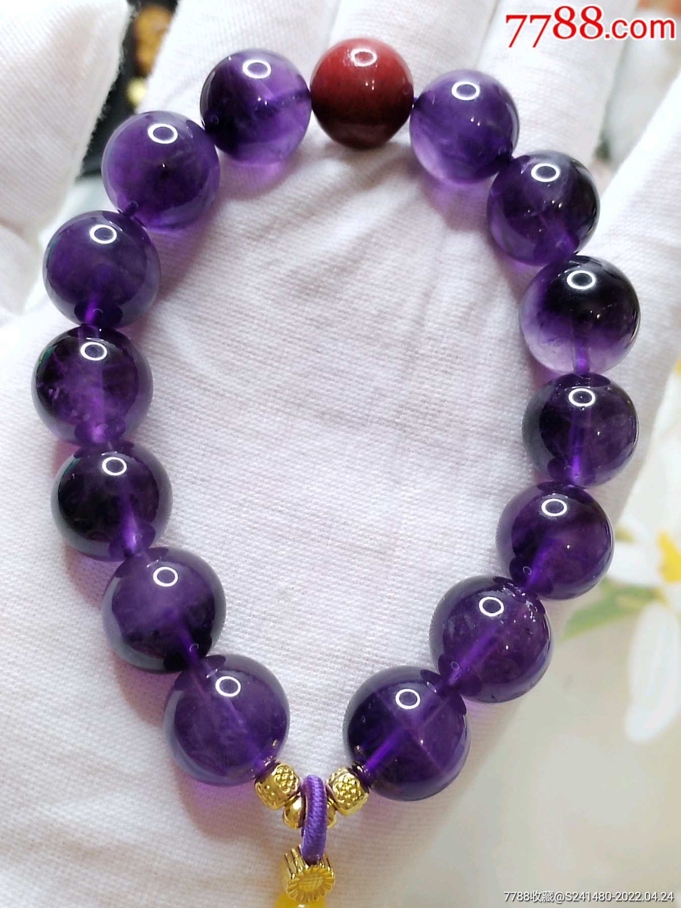 紫水晶鸿运富贵花福珠手串