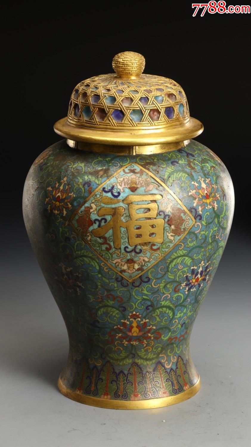 掐丝珐琅花卉纹福寿盖罐