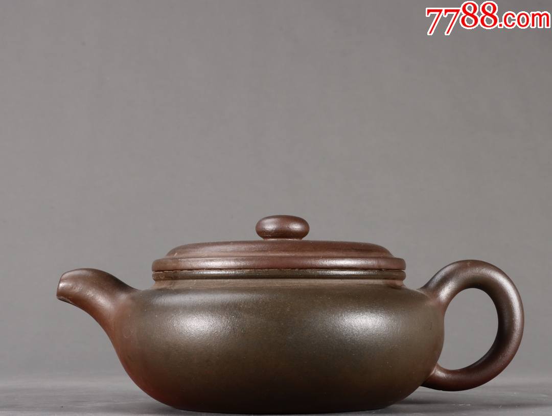 近现顾景舟代窑变扁腹紫砂壶