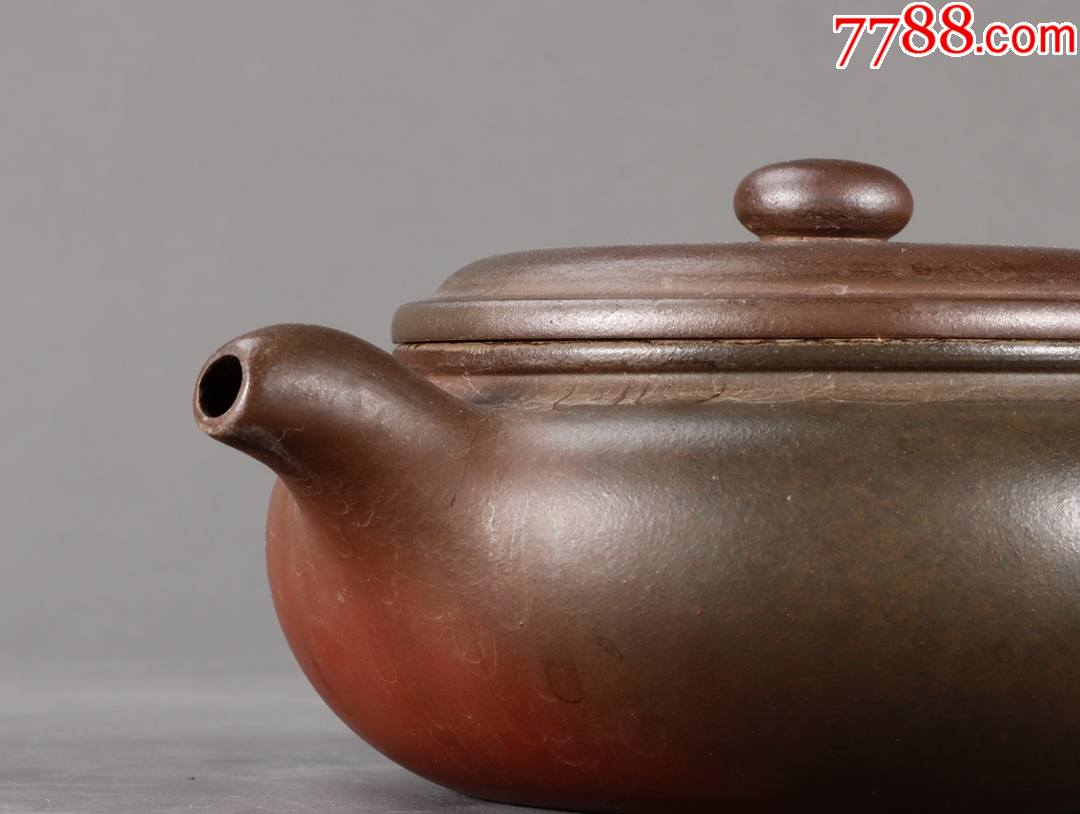 近现顾景舟代窑变扁腹紫砂壶