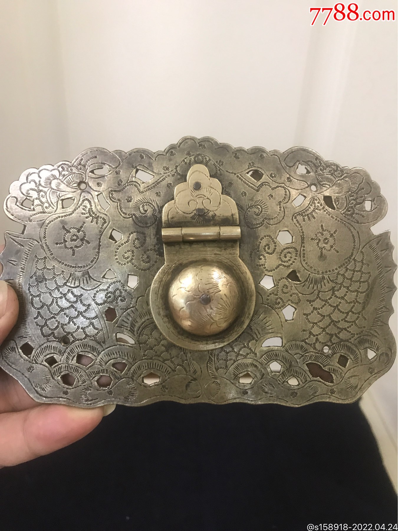 清代满工满刻镂空箱柜白铜活_铜杂件_第2张_7788印章收藏