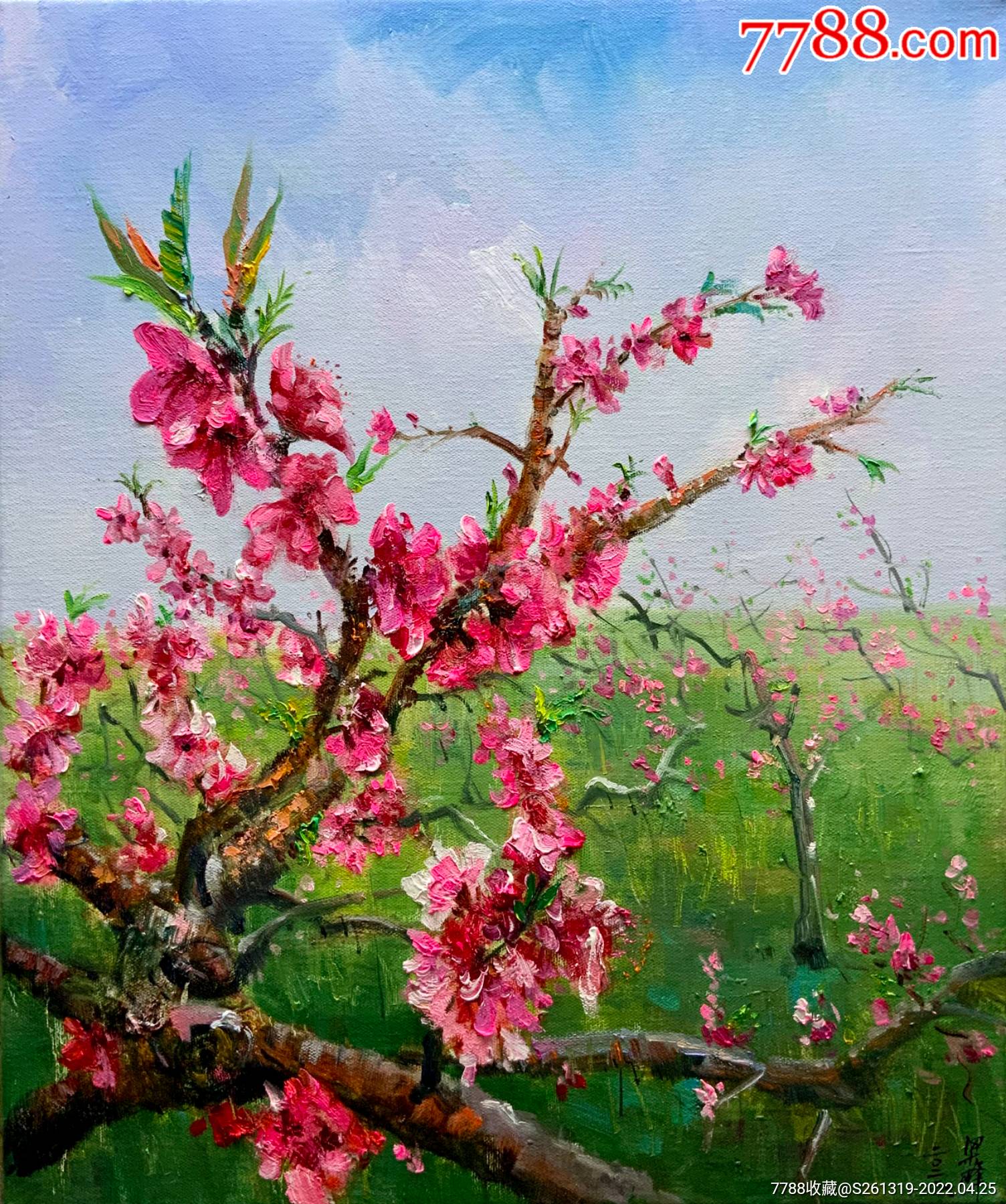 桃花开_油画原画_风歌艺术【7788收藏__收藏热线】