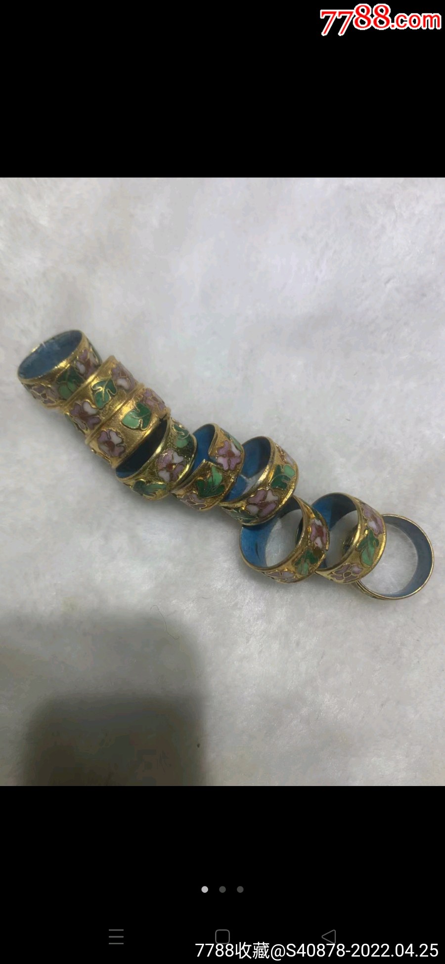 创汇期景泰蓝宽边鎏金戒指9个_景泰蓝/珐琅_第1张_7788核雕收藏