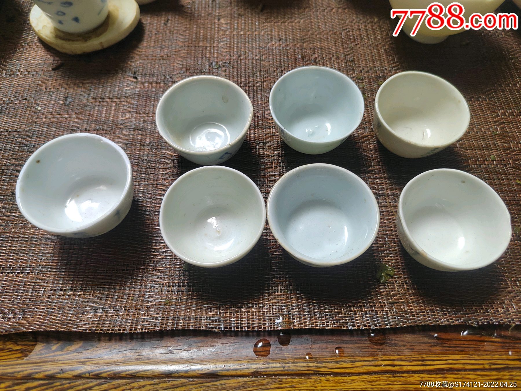 清代青花诗文杯手绘老茶杯功夫茶杯老窑