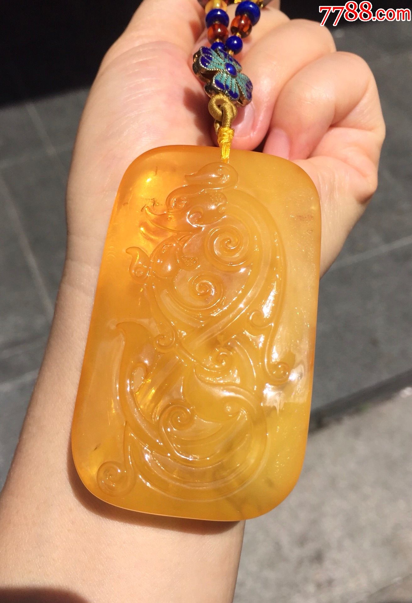 蜜蜡龙凤挂牌项链