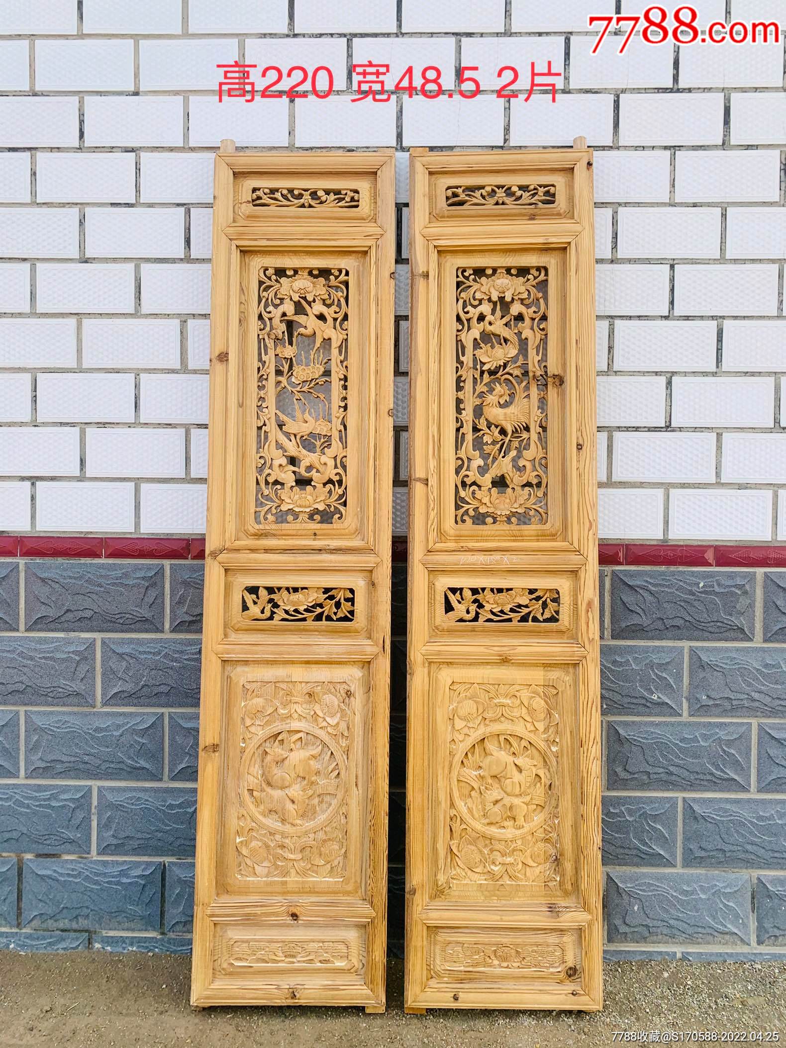 民国手工雕刻花鸟老隔扇杉木材质油漆清退原木色调适合各类酒店会所