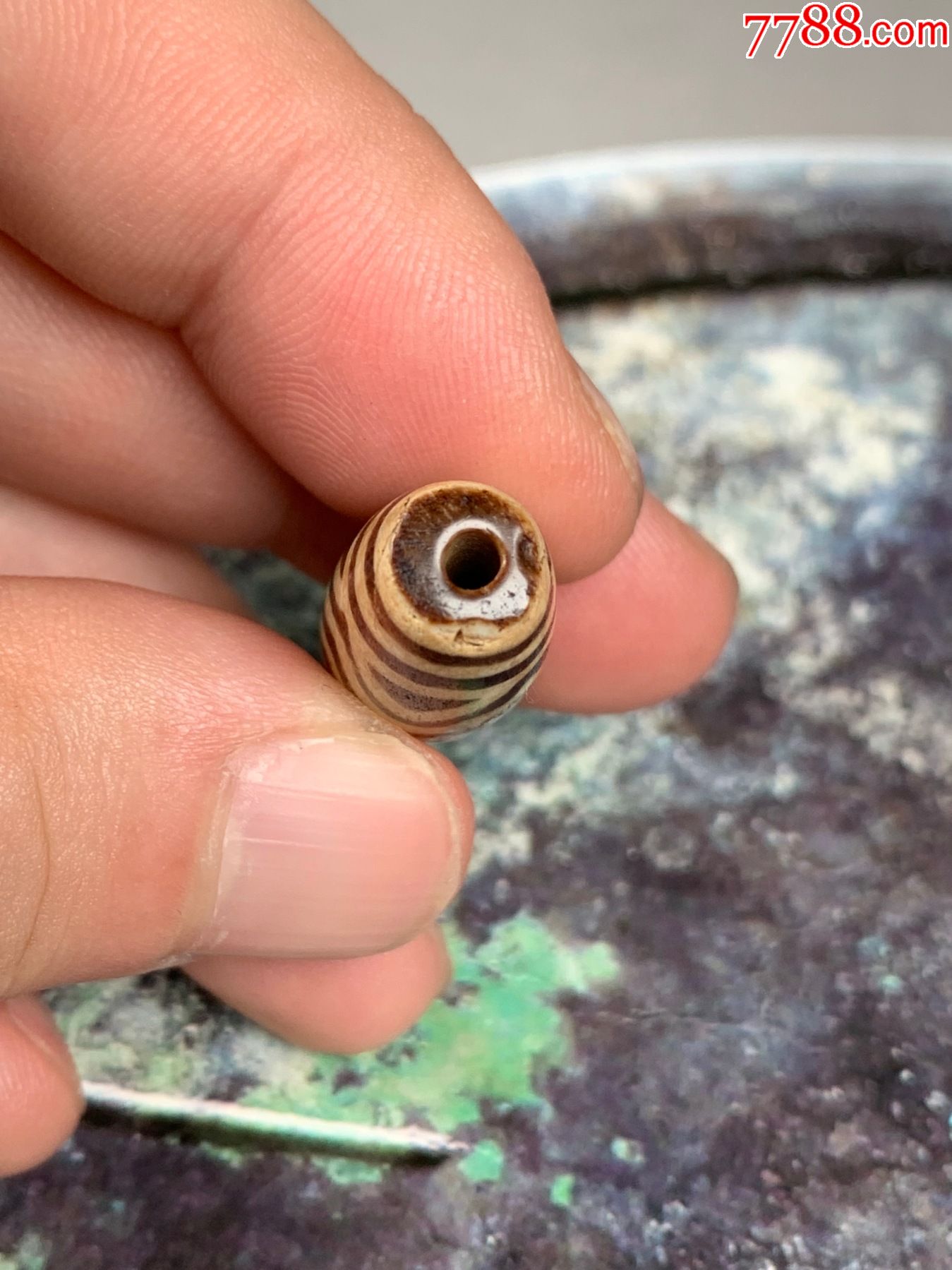 千年邦提克珠木化石藏传天珠精品古珠一代地珠_硅化木/木化石_第6张