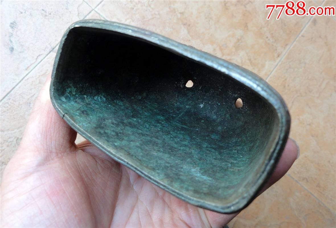 马帮遗留清末民初超大的雕花白铜料双耳扁铃铛446g巨无霸