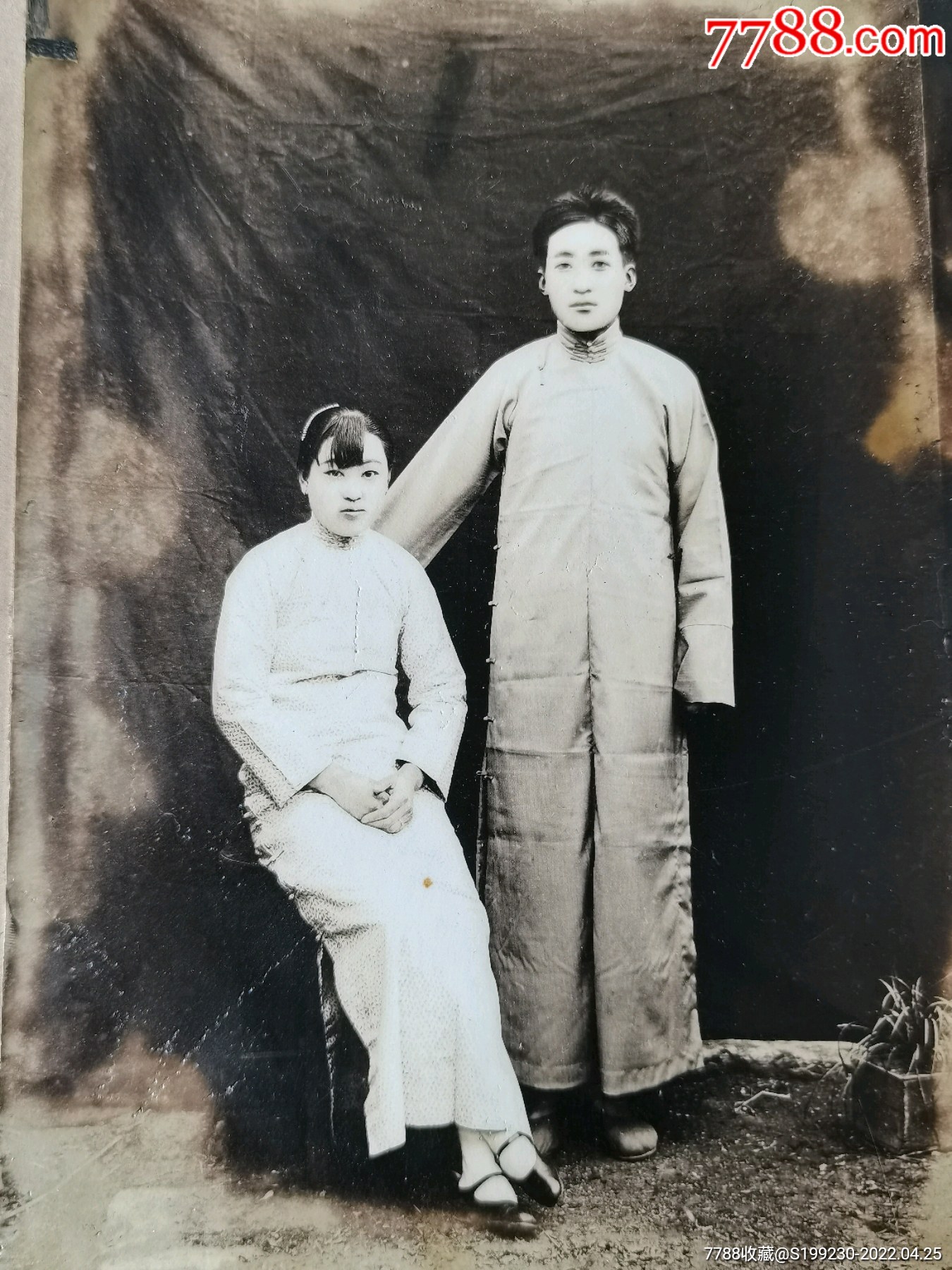 民国情侣合影照青年夫妇老照片郎才女貌合影照