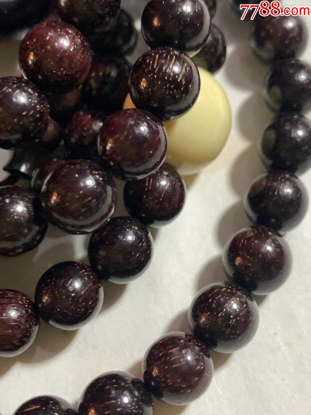 印度小叶紫檀老料金星项链手串颗径09cm