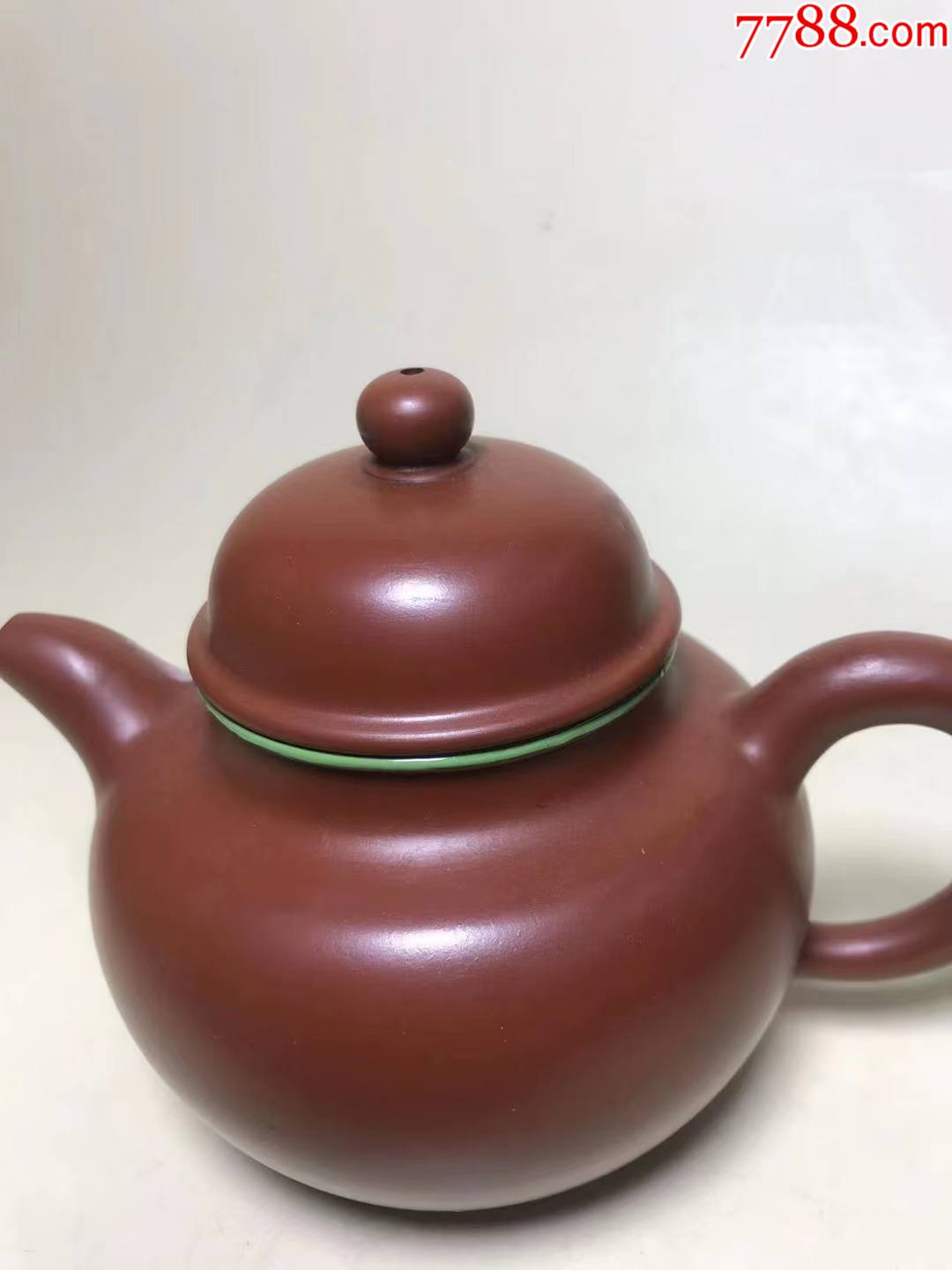 顾景舟款全手工原矿朱泥点彩花卉掇球壶约400c