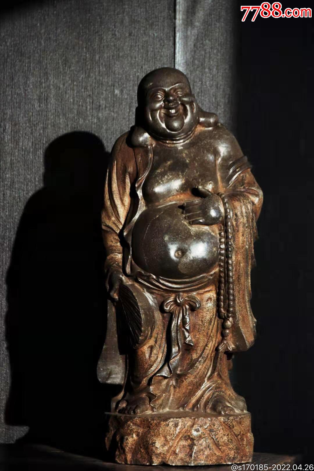 青石弥勒佛造像个头较大分量足使用价值广泛姿态安详神韵自诺品相完整