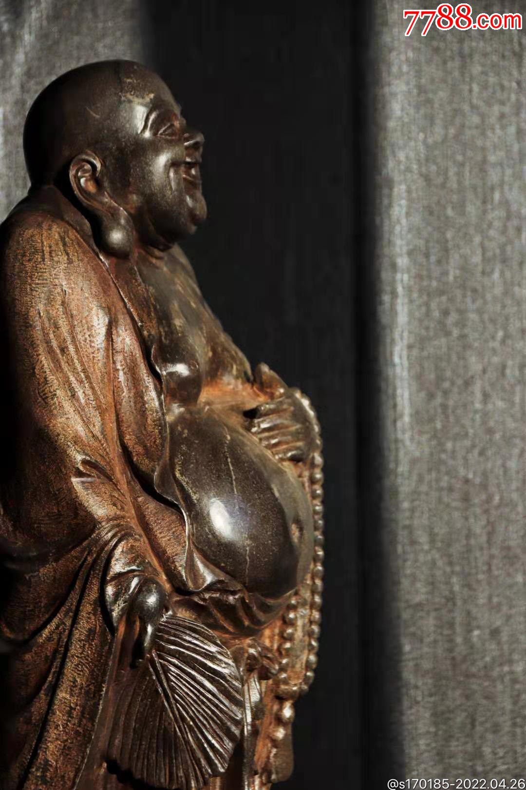 青石弥勒佛造像个头较大分量足使用价值广泛姿态安详神韵自诺品相完整