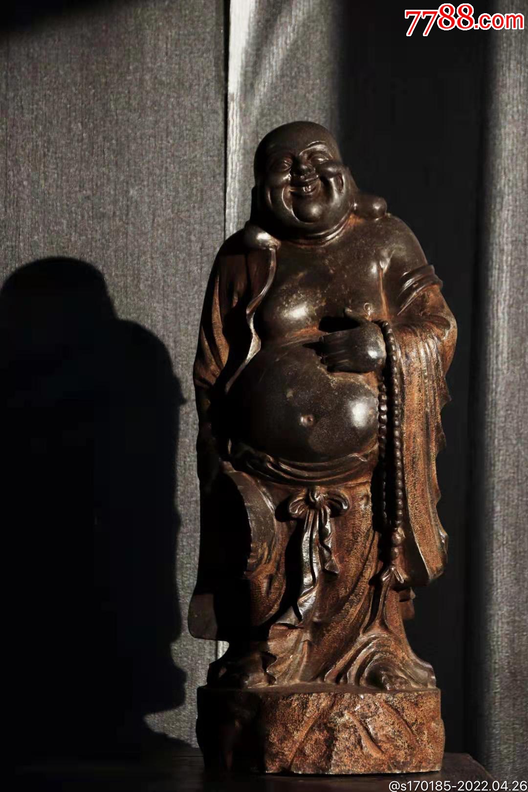 青石弥勒佛造像个头较大分量足使用价值广泛姿态安详神韵自诺品相完整