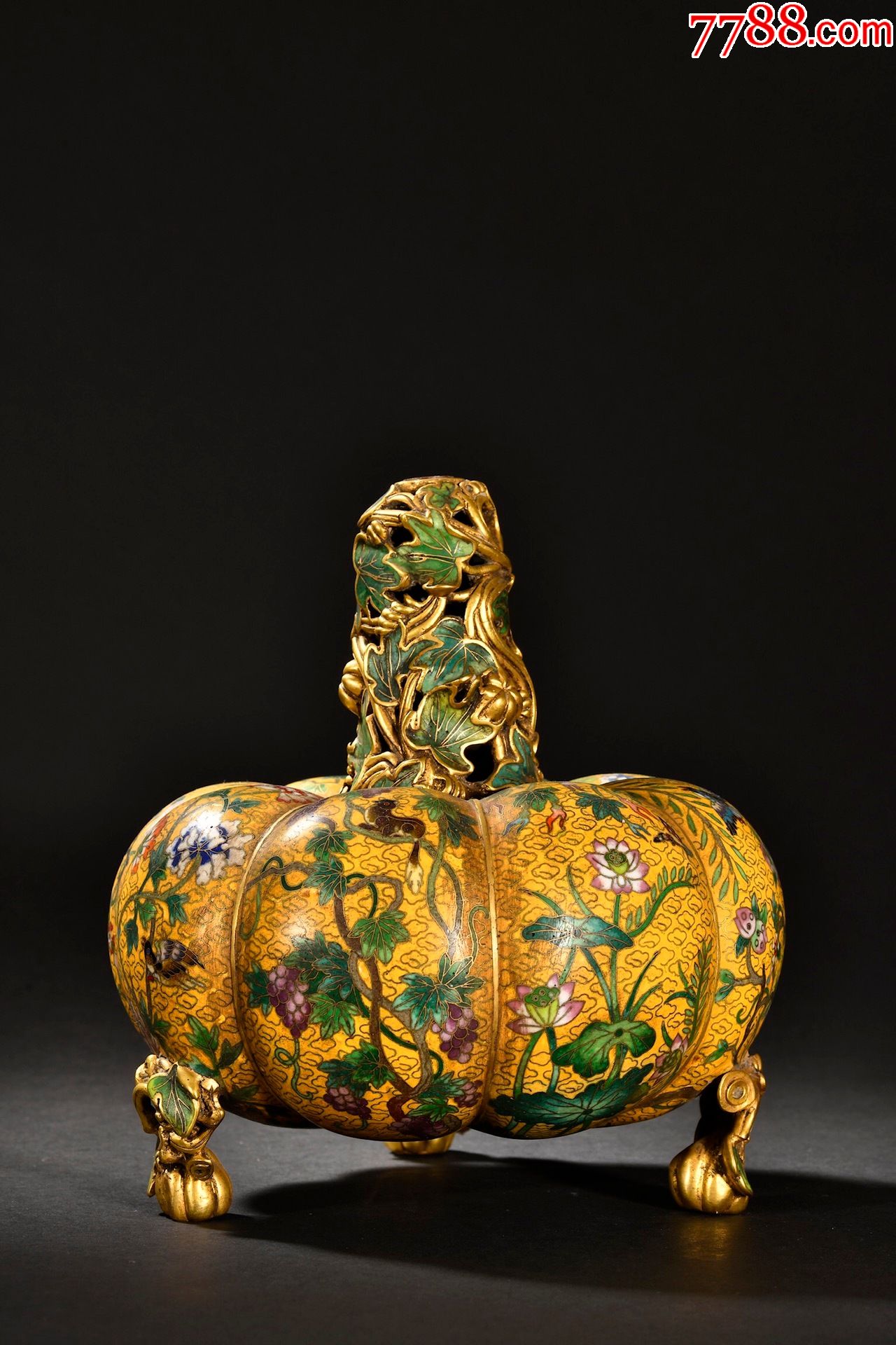 铜胎掐丝珐琅鎏金南瓜香薰