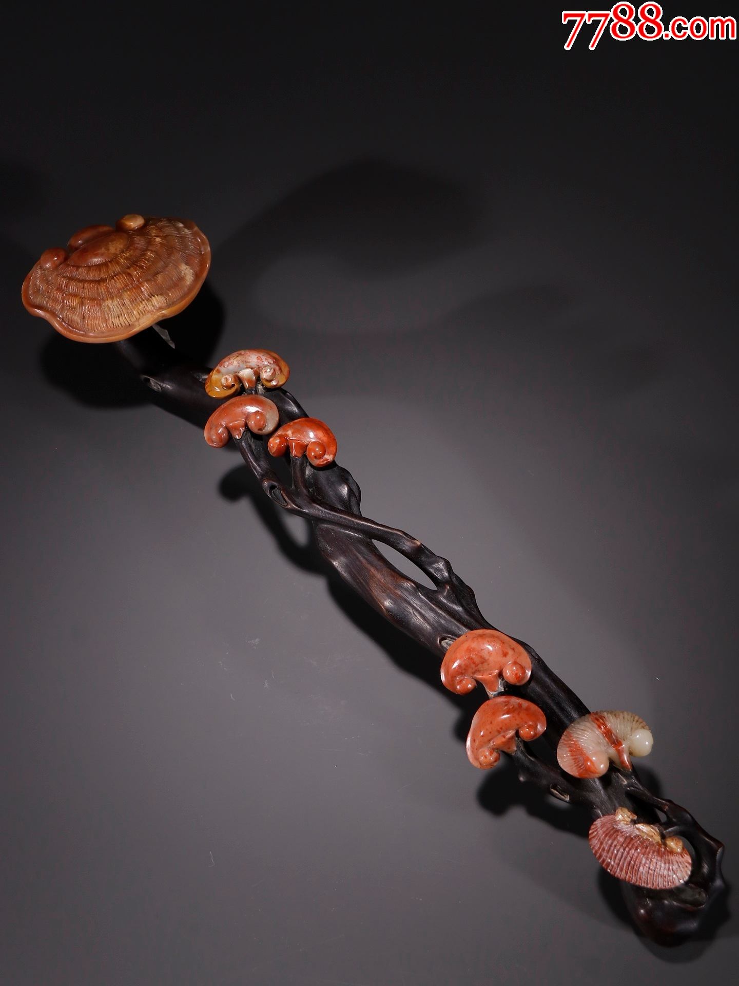 紫檀木石灵芝如意