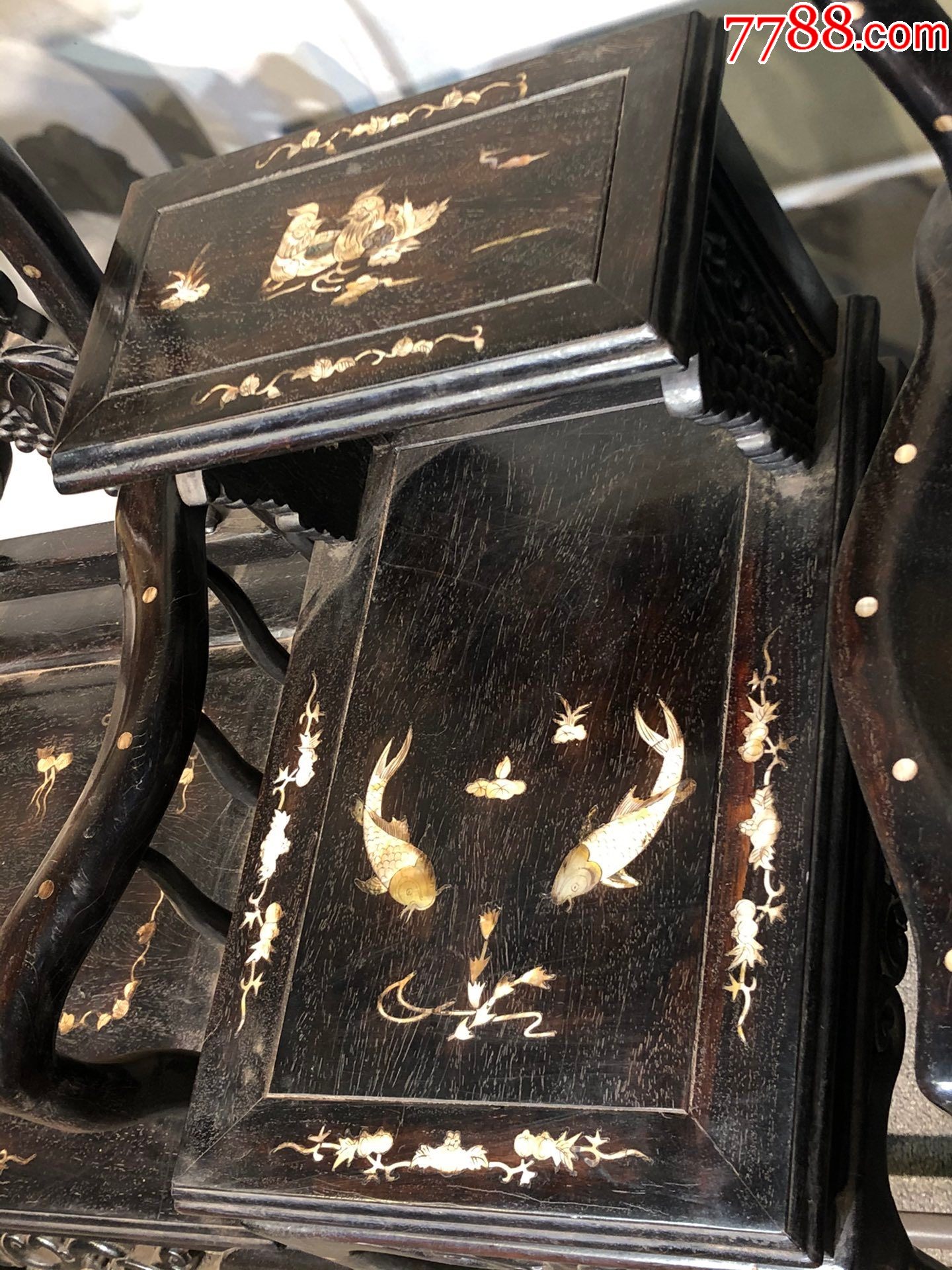 紫檀镶贝壳云石椅子,-价格:13000元-se86740983-其他木艺家具-零售