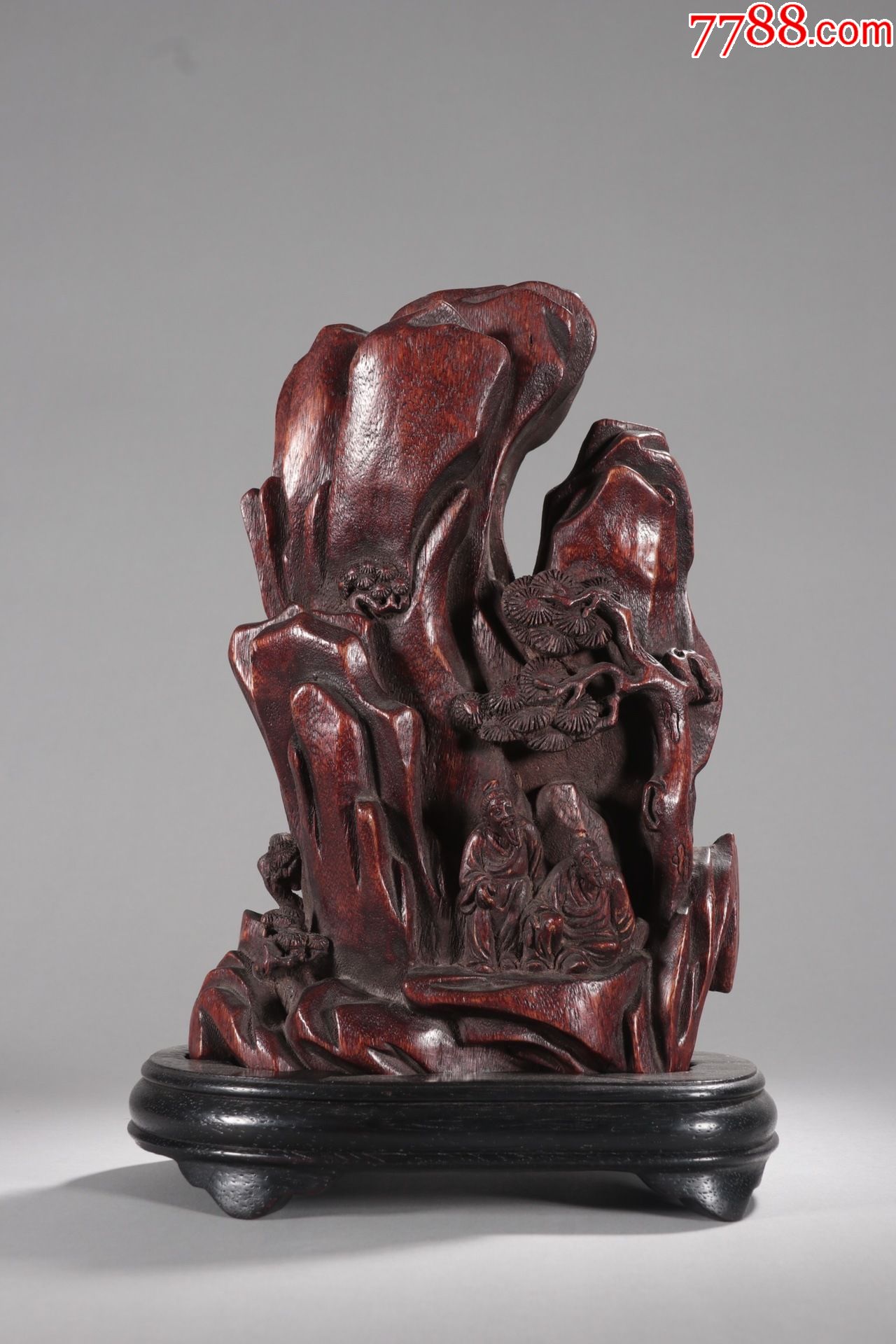 老沉香山子松下老人摆件