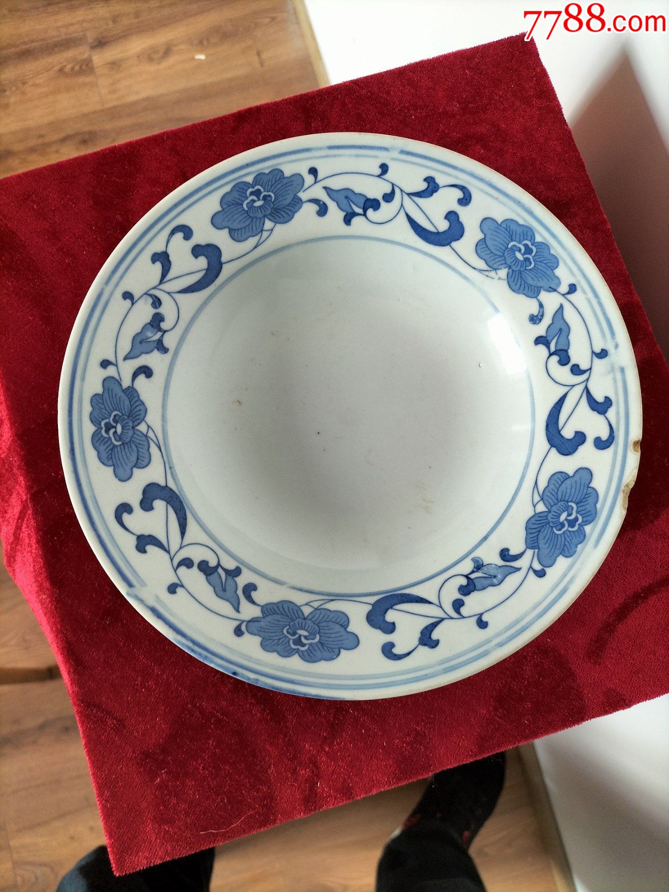 七十年代景德镇青花瓷青花缠枝莲文革深盘以图为准