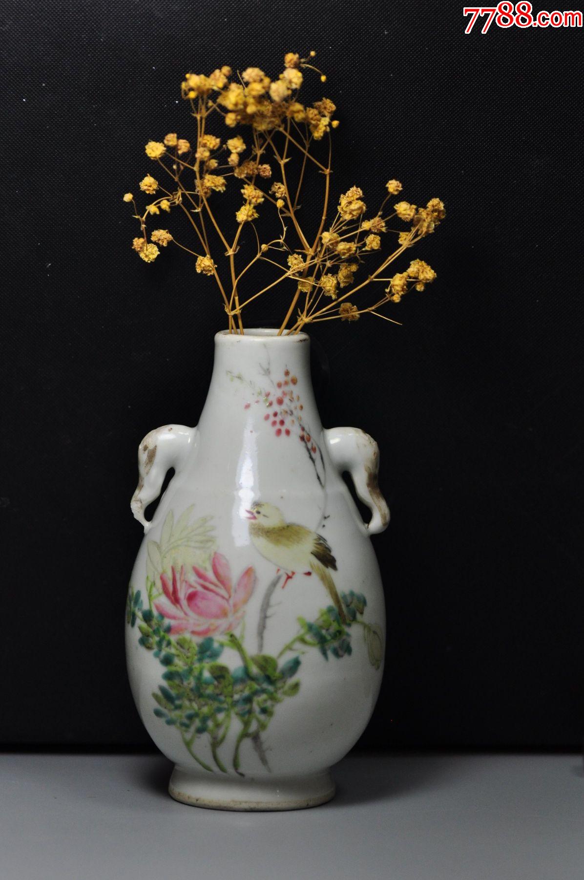 清朝【广东佛山官窑内造花瓶】清代官廷画师郑子良