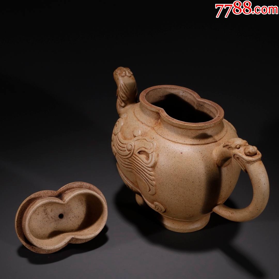 友泉款紫砂兽钮凤嘴茶壶