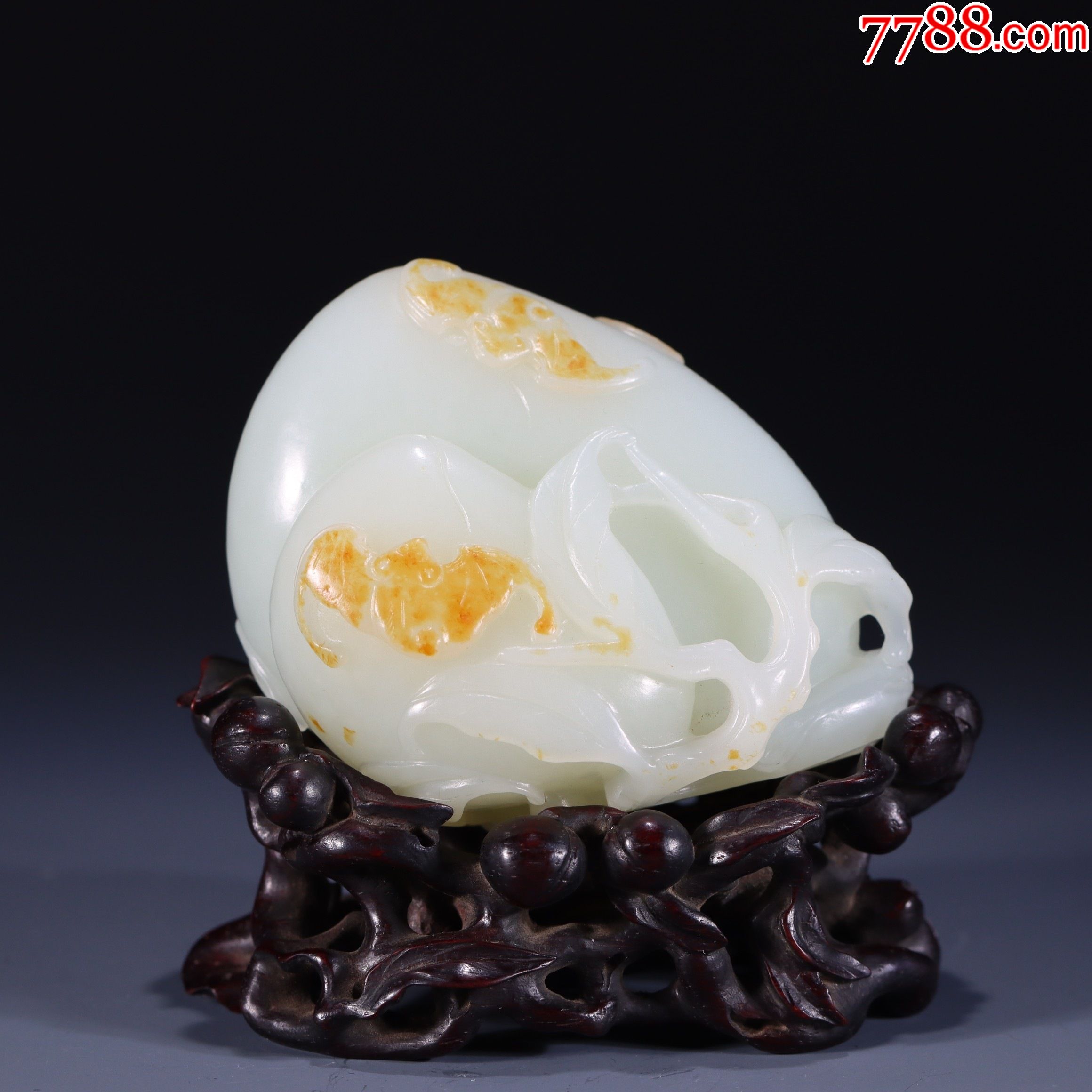 和田玉福寿双全寿桃摆件aa91s150f