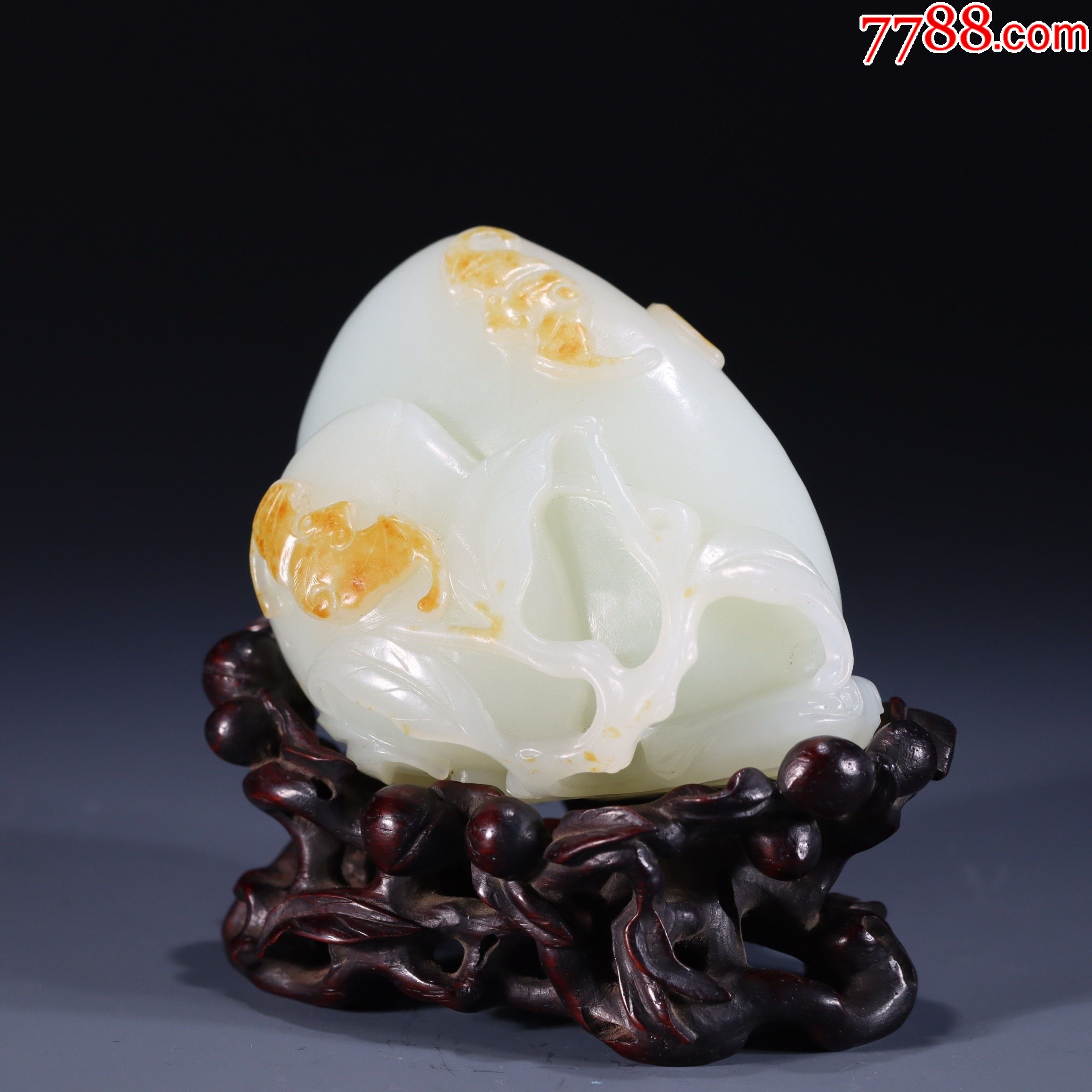 和田玉福寿双全寿桃摆件aa91s150f