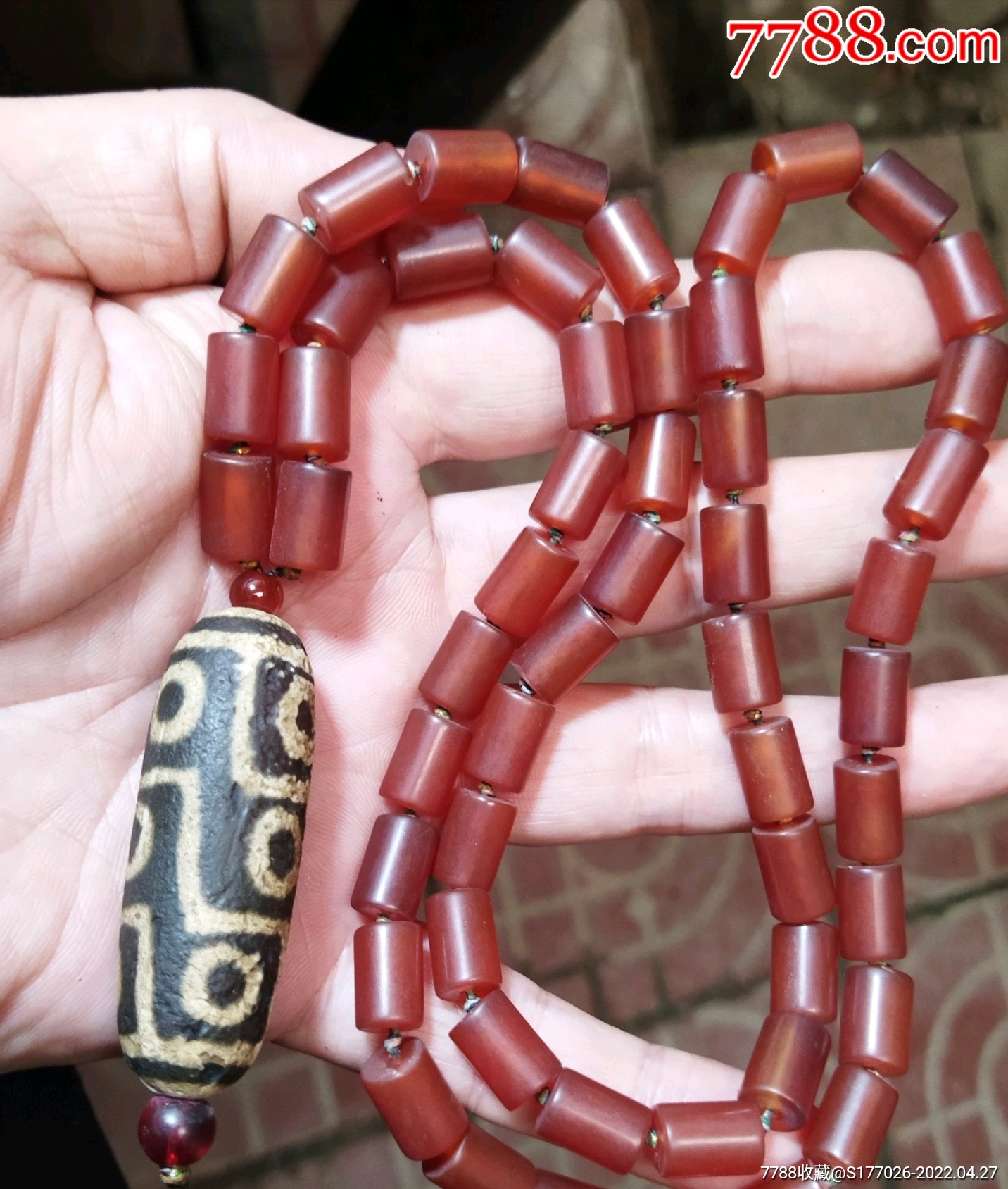 老玛瑙老天珠项链