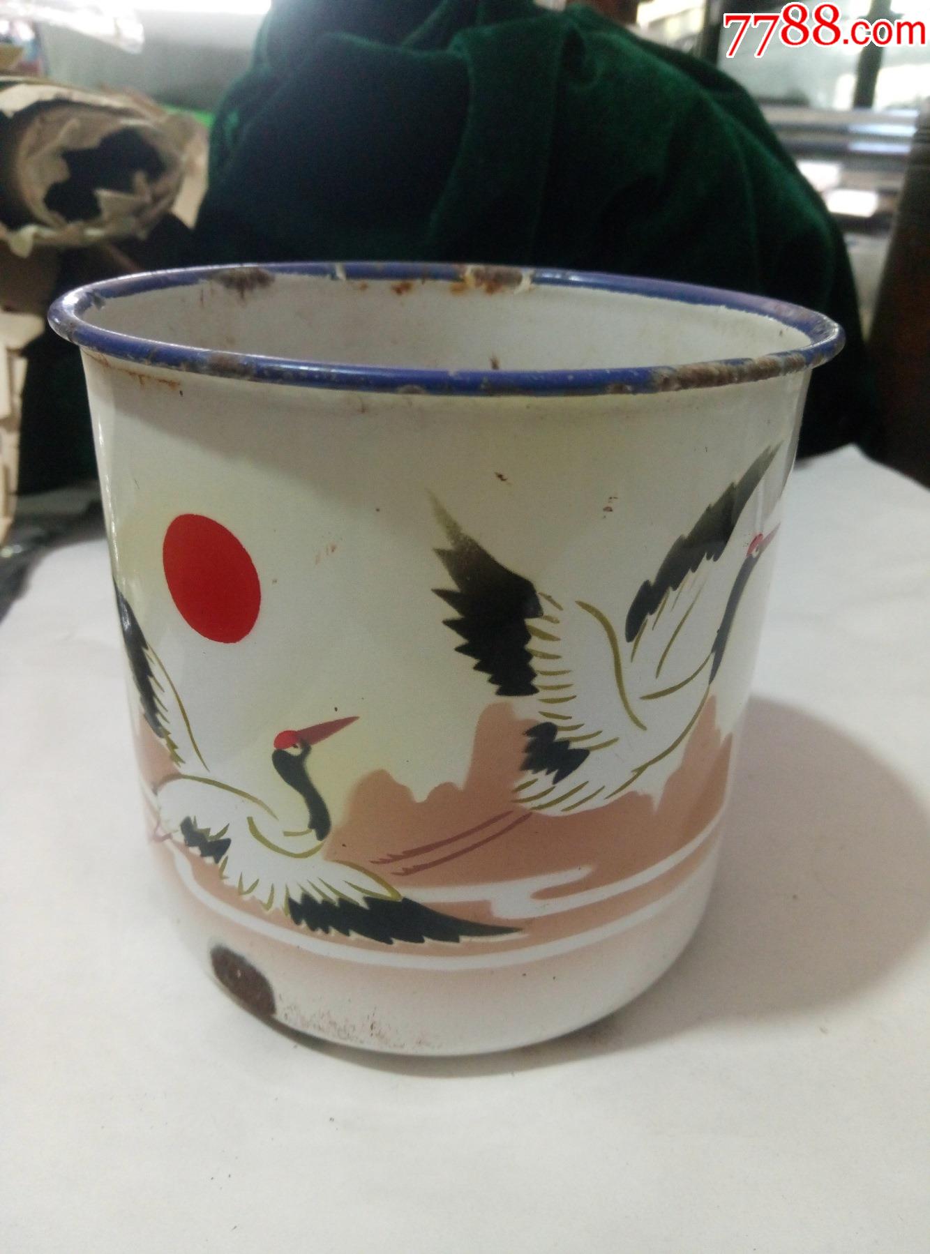 好品文革丹鹤朝阳搪瓷缸
