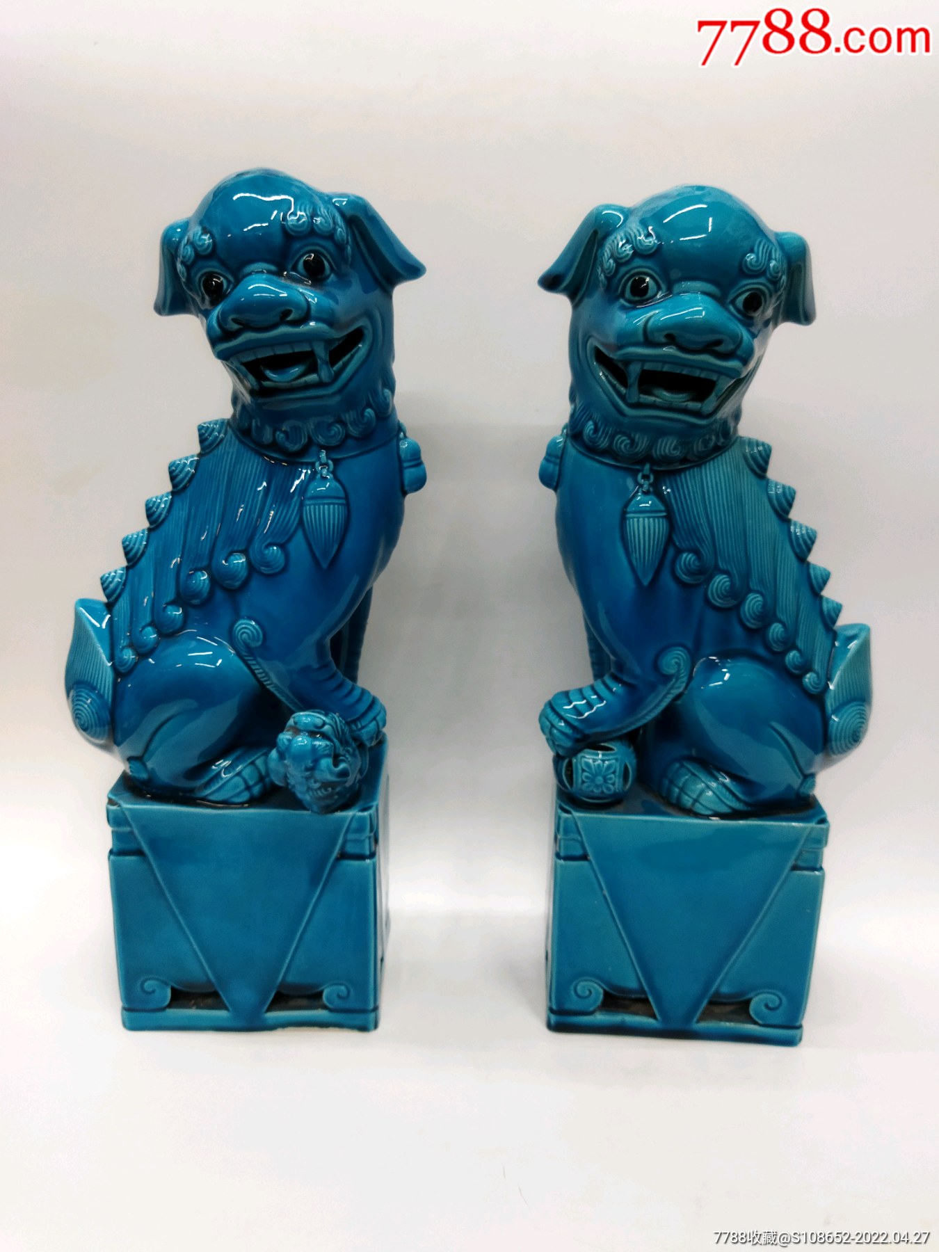 567老厂货孔雀蓝特大对狮