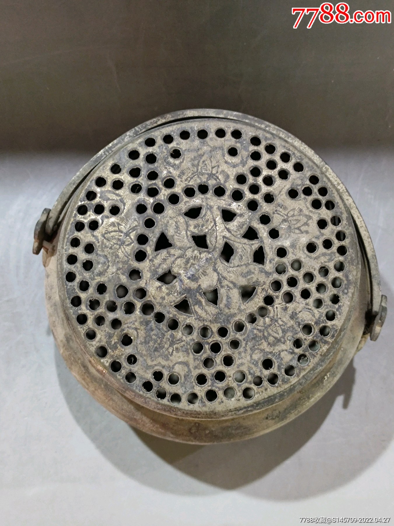 晚清花卉铜手炉喜欢的朋友不要错过细节如图_价格980元_第1张_7788