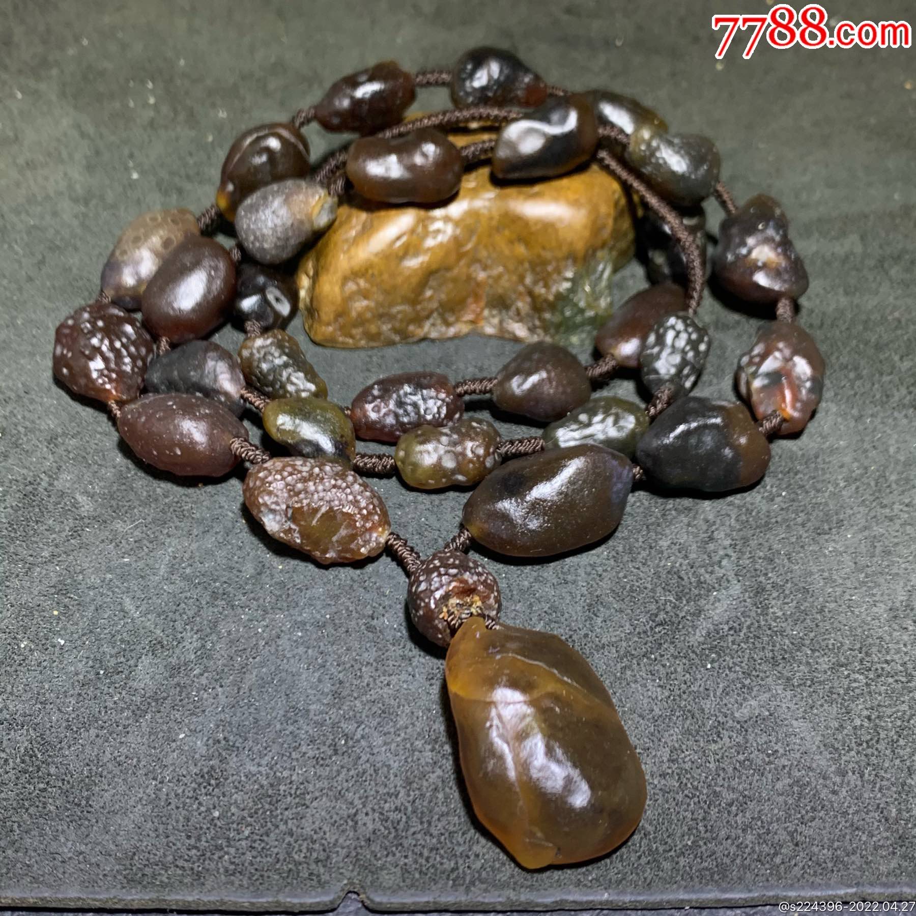 放一条福利精美天然戈壁墨色玛瑙原石项链一条
