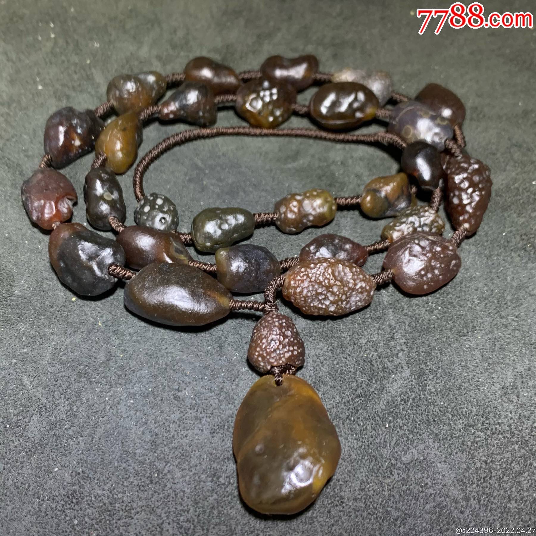 放一条福利精美天然戈壁墨色玛瑙原石项链一条