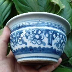真品清代古玩古董瓷器清朝青花夔龙香炉全品民俗陶瓷老物件包老-青花瓷