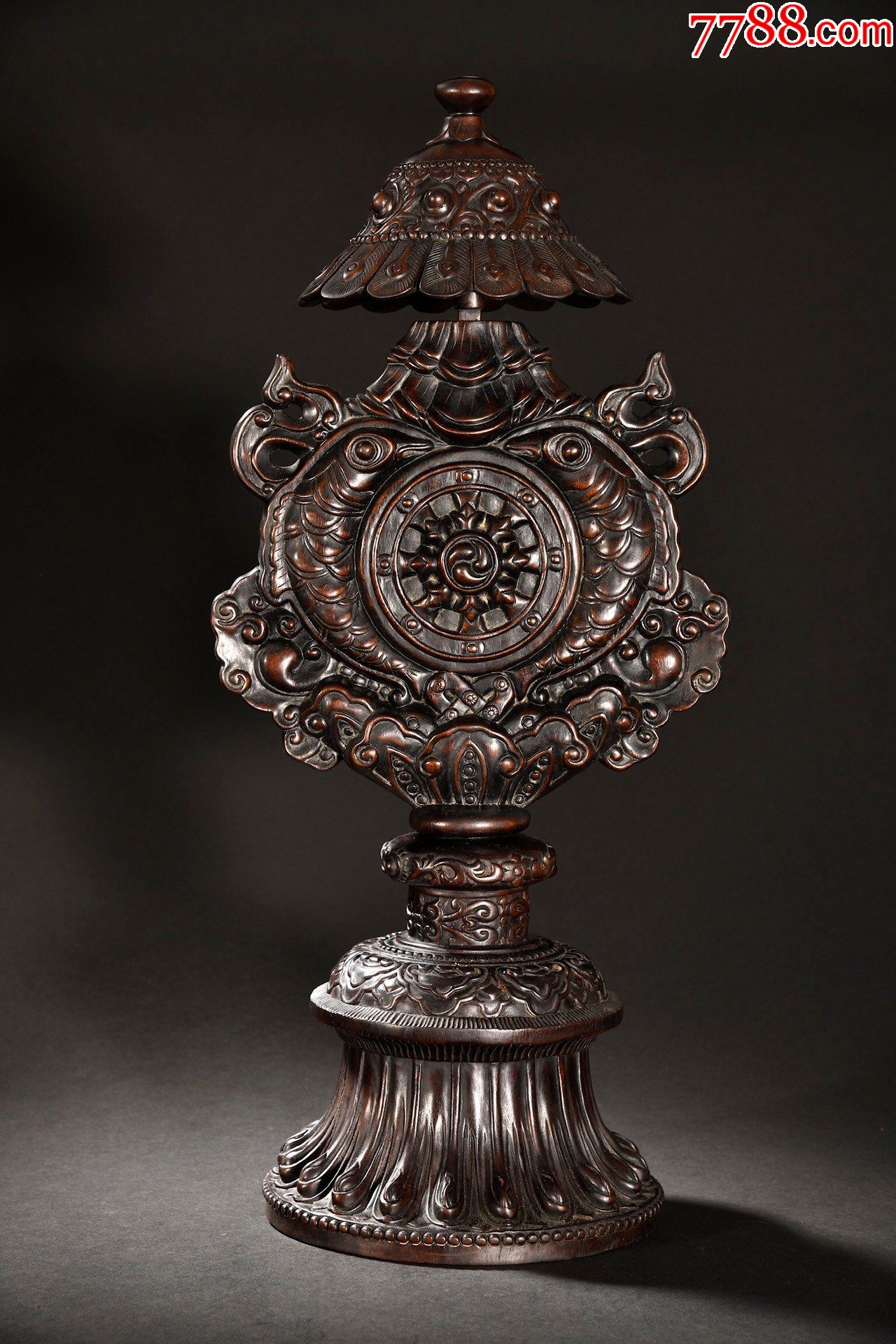 紫檀木雕佛教八宝案头供器